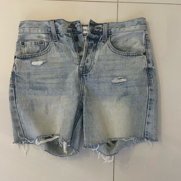 Pistola Devin high rise denim shorts light blue size 25 like new - Picture 2 of 6